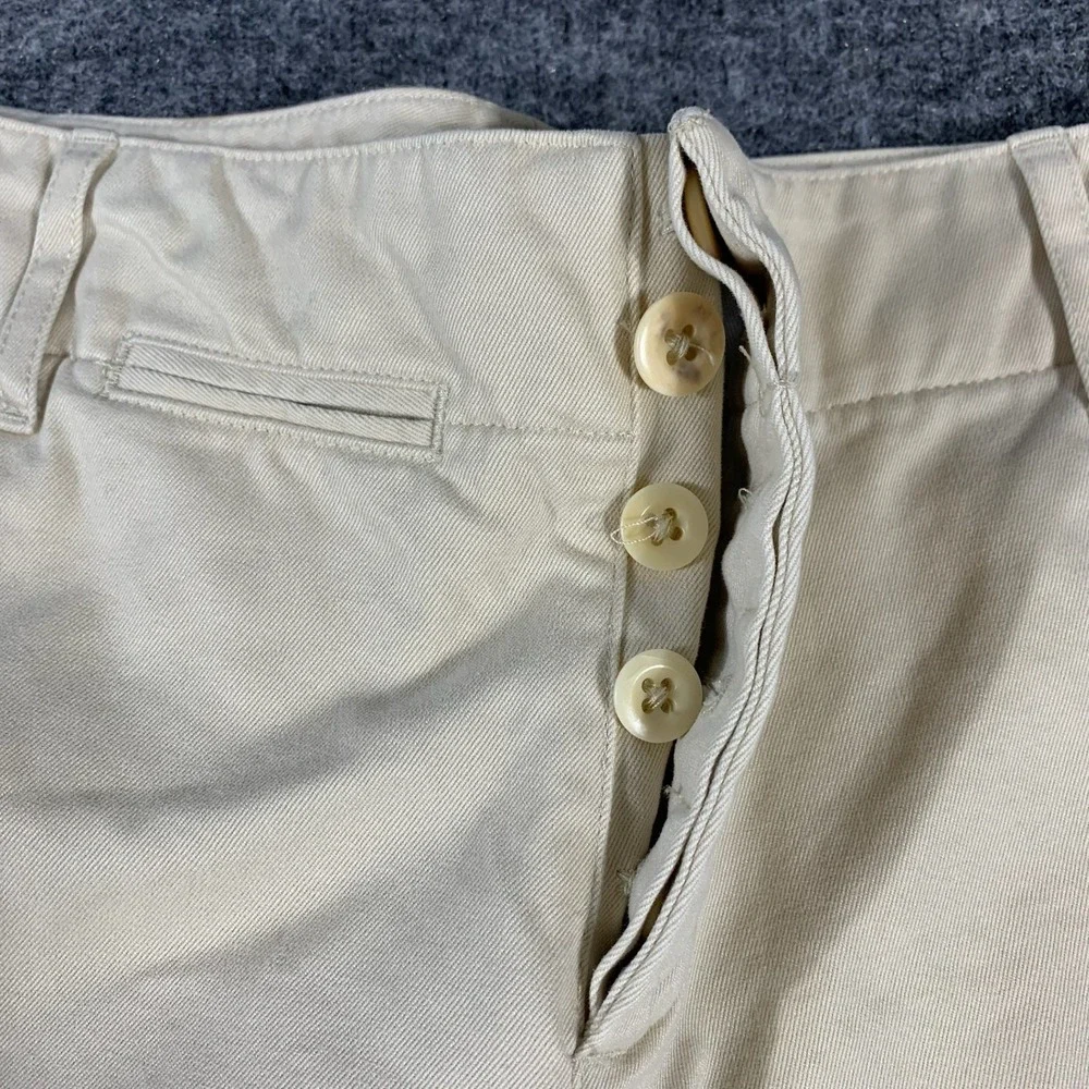 VTG Ralph Lauren Shorts Womens 10 Beige Bermuda Cotton Button Fly Khaki Casual